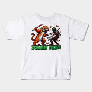 Tiger vs Zombie Fight Kids T-Shirt